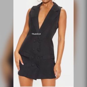 Black sleeveless blazer dress